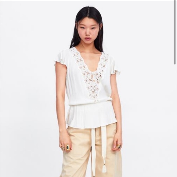 Zara Ivory Crochet Lace Top - Picture 6 of 6